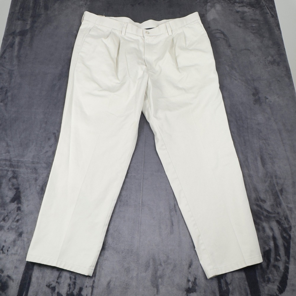 Dockers Pants Mens 42x30 White Pleated Classic Fit Individual Fit Waistband